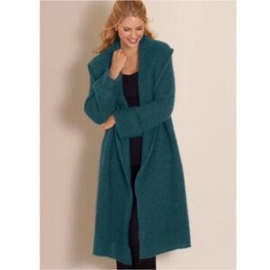 Soft Surroundings Blue NWT Telluride Sweater Cardigan 2X Longline Mohair Wool